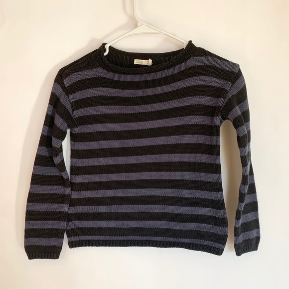 J . Crew Crewcuts Boys Long Sleeve Striped Sweater Navy Blue Sz 6/7 - Picture 2 of 6